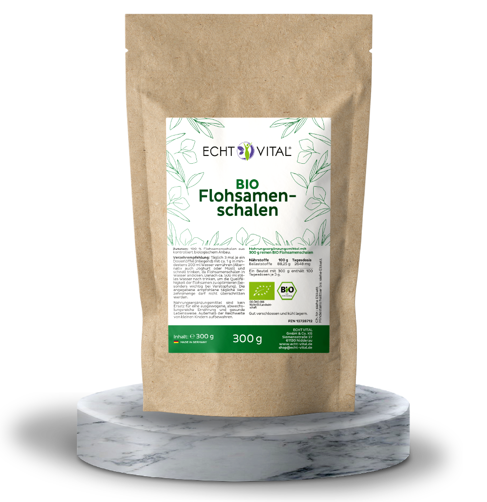 Bio Flohsamenschalen Pulver - 1 Beutel mit 300 g